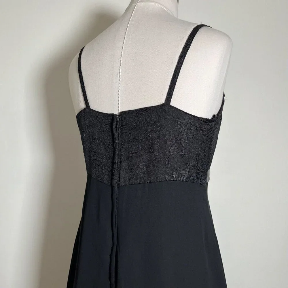 XOXO Vintage 90s Y2K Black Maxi Prom Dress Evening Gown Empire Waist Bow Size 5 - Picture 12 of 16